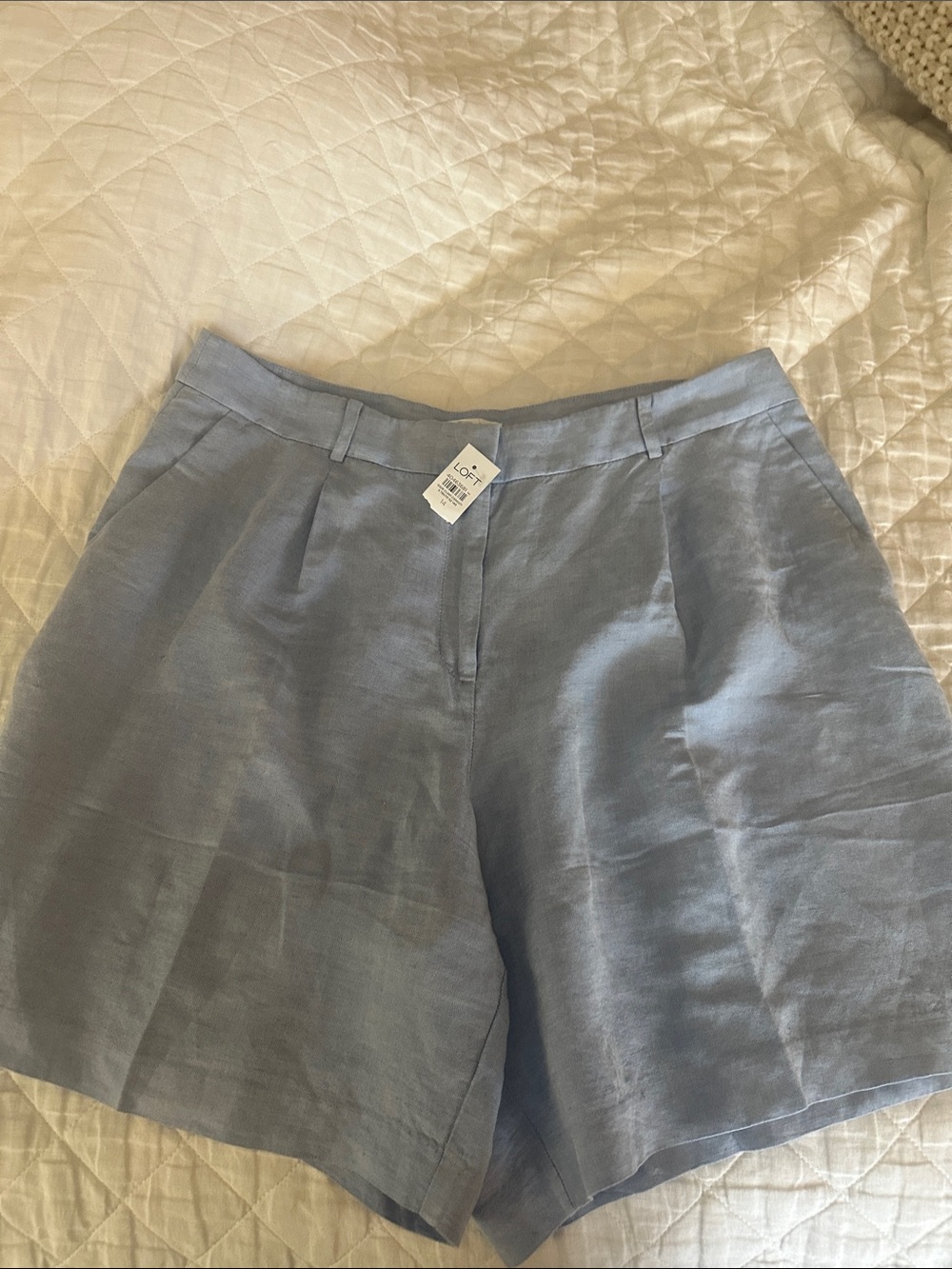 LOFT chambray Linen-Blend Pleated Women's Shorts NWT